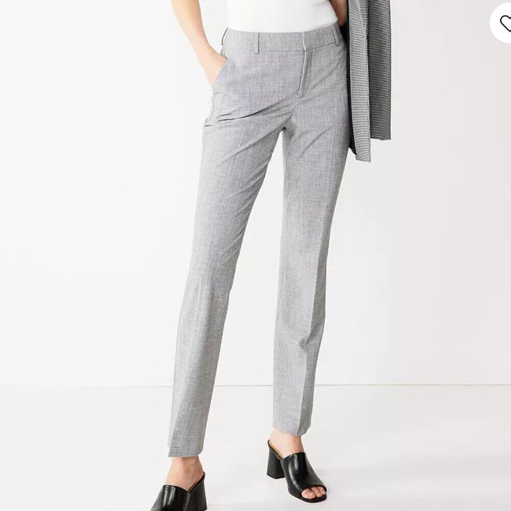 Nine West Barely Bootcut Mid Rise Heathered Grey Trouser Size 12 NWT